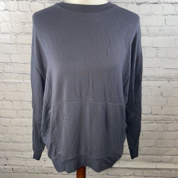 👕💙 Express One Eleven Oversized Navy Sweatshirt - Size Small - Picture 1 of 5